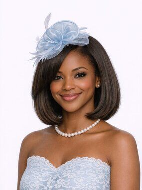 Light Blue Feathered Fascinator Headband